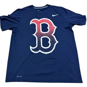 Nike Boston Red Sox Dri-Fit T-Shirt Men’s Large MLB Blue Red “B” Logo Tee